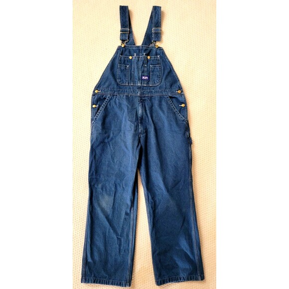 Big Smith Overalls Mens 36x28 Carpenter Jean Blue Bib Denim Farm Work EUC